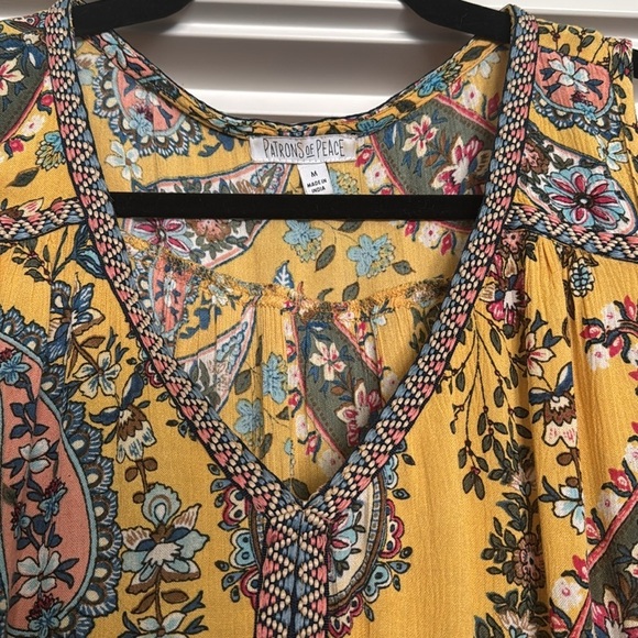 Anthropology Patrons of Peace Womens M Sleeveless Bohemian Tank Blouse Yellow - Picture 3 of 10